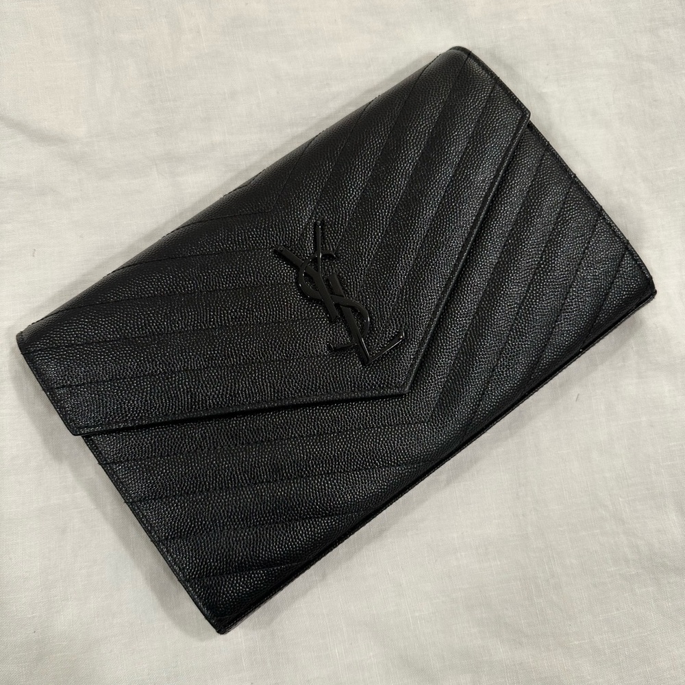Saint Laurent Black Quilted Clutch 100% Authentic